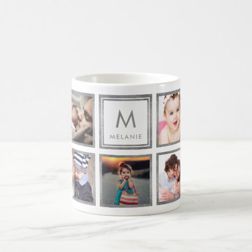 Custom Family Baby Photo Collage Glamorous Silver Coffee Mug - Create your own personalized photo collage mug with your custom images. Add your favorite photo, design or artwork to create something really unique. You can add more of a personal touch with your name and initial on a beautiful faux silver background. To edit this design template, click 'Change' and upload your own image as shown above.
Treat yourself or make the perfect gift for family, friends, parents and grandparents!