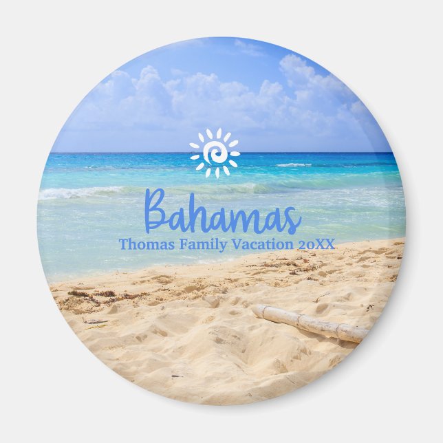 Custom Family Bahamas Vacation Beach Magnet (Front)