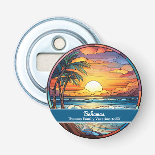 Custom Family Bahamas Vacation Faux Stained Glass Bottle Opener