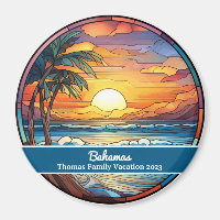 Custom Family Bahamas Vacation Faux Stained Glass