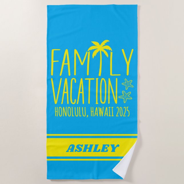Custom Family Beach Vacation Group Matching  Beach Towel (Front)