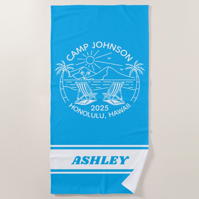Custom Family Beach Vacation Group Matching Beach Towel (Front)