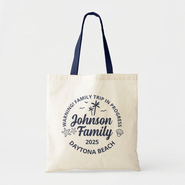 Custom Family Beach Vacation Group Matching Tote Bag (Front)