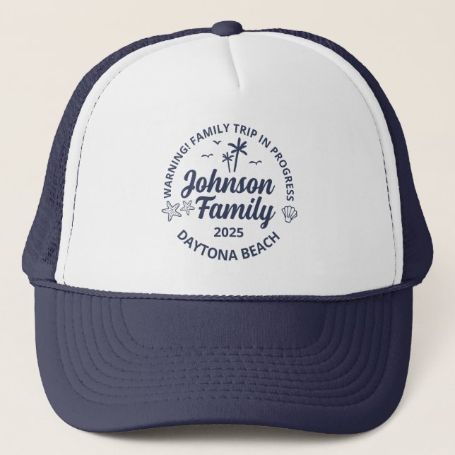 Custom Family Beach Vacation Group Matching Trucker Hat (Front)