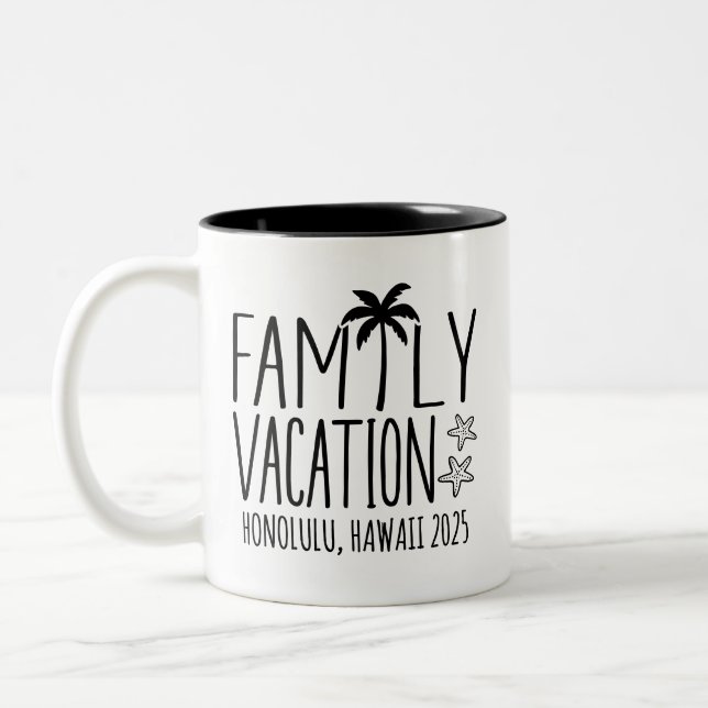 Custom Family Beach Vacation Group Matching  Two-Tone Coffee Mug (Left)