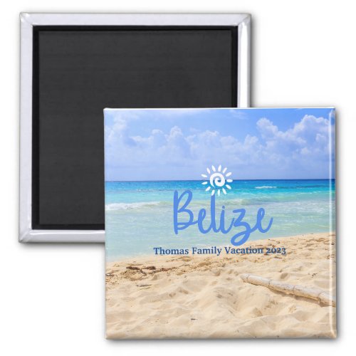 Custom Family Belize Beach Vacation Christmas Magnet