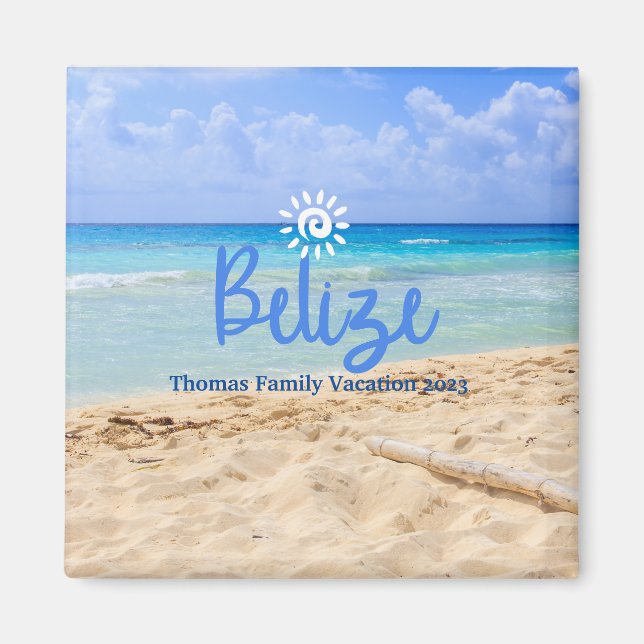 Custom Family Belize Beach Vacation Christmas Magnet (Front)