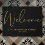 Custom Family Black And Gold Welcome Doormat