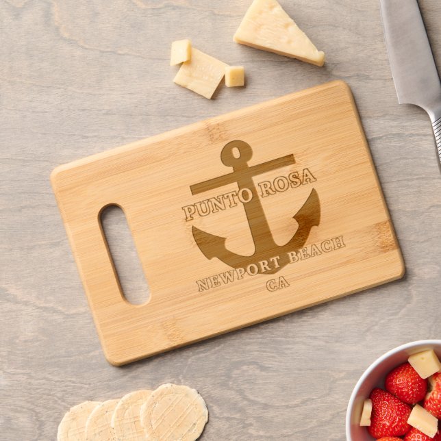 Custom Family Boat Name and Harbor Marina Engraved Cutting Board (Cheese)