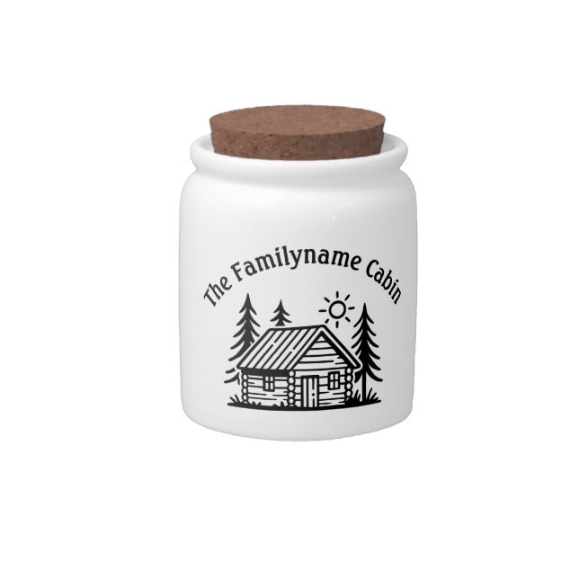 Custom Family Cabin Ceramic Candy Jar (Front)
