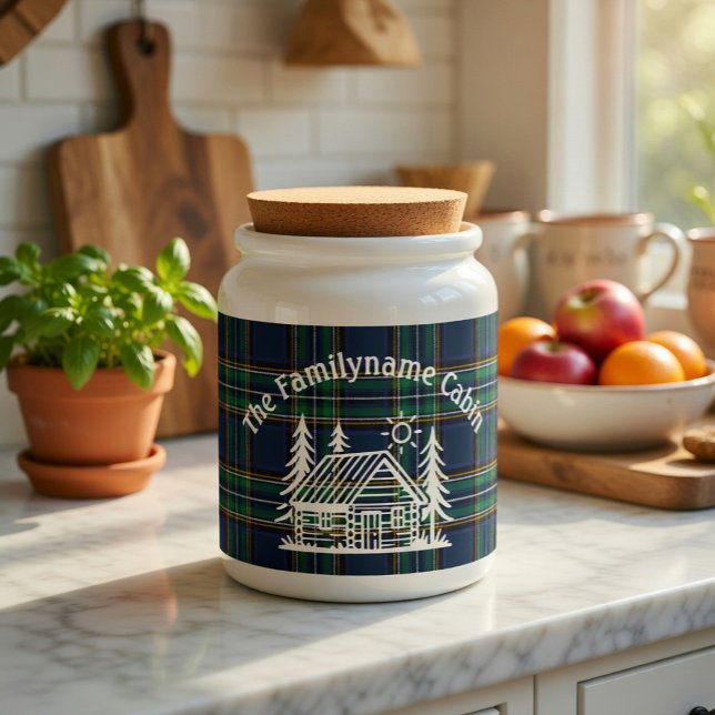 Custom Family Cabin Plaid Ceramic Candy Jar (Creator Uploaded)