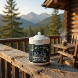 Custom Family Cabin Plaid Ceramic Teapot