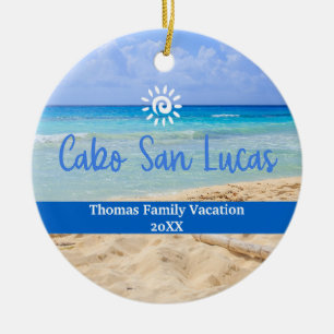 Custom Family Cabo San Lucas Vacation Christmas Ceramic Ornament