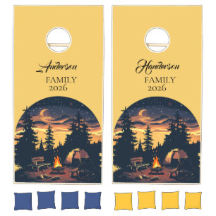 Custom Family Camping Name Year Outdoor Campfire Cornhole Set