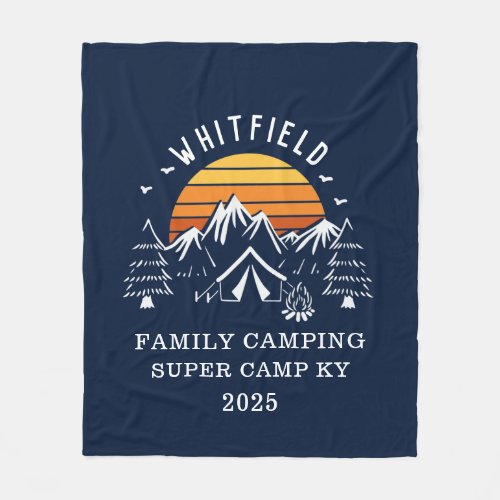 Custom Family Camping Summer Vacation Matching Fleece Blanket