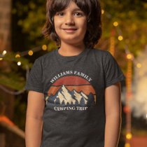 Custom Family Camping Trip Mountain Sunset Kids Tri-Blend Shirt