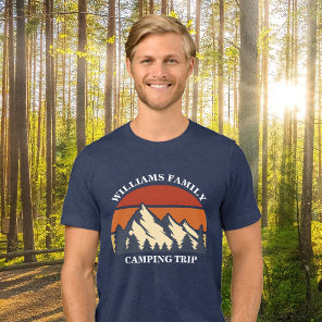 Custom Family Camping Trip Mountain Sunset Tri-Blend Shirt