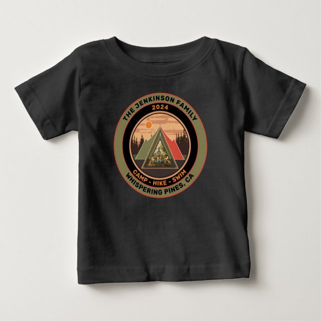 Custom Family Camping Trip Photo Tent Baby T-Shirt (Front)