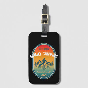 Custom Family Camping Vintage Sunset Adventure Luggage Tag