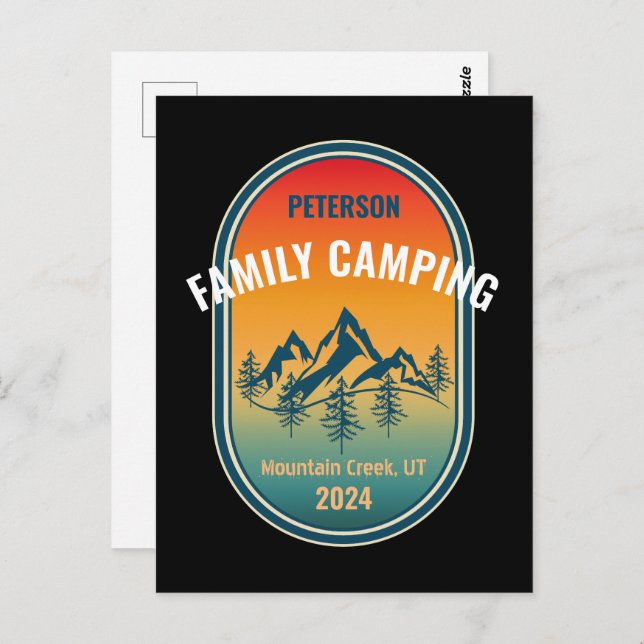 Custom Family Camping Vintage Sunset Adventure Postcard (Front/Back)