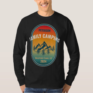 Custom Family Camping Vintage Sunset Adventure T-Shirt