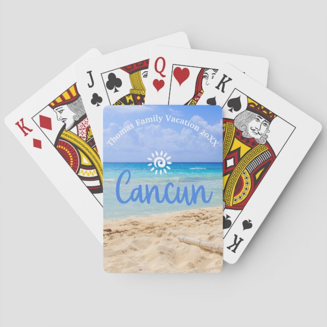 Custom Family Cancun Vacation Souvenir Poker Cards (Back)