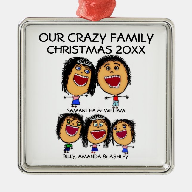 Custom Family Cartoon Christmas Ornament (Front)