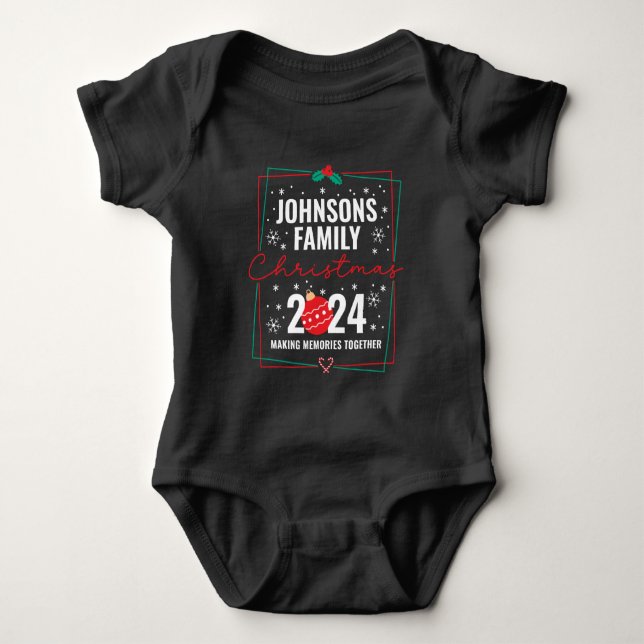Custom Family Christmas Group Matching Name Baby Bodysuit (Front)