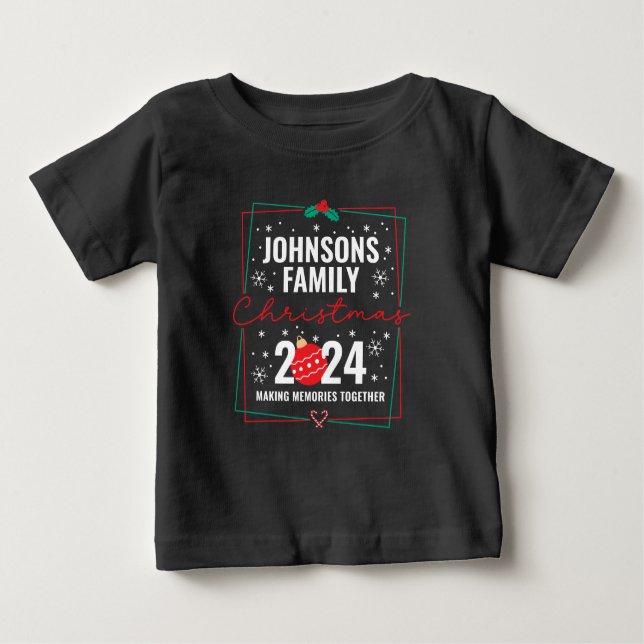 Custom Family Christmas Group Matching Name Baby T-Shirt (Front)