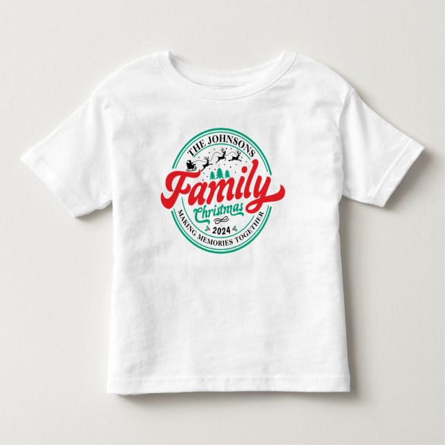 Custom Family Christmas Group Matching Name Year Toddler T-shirt (Front)
