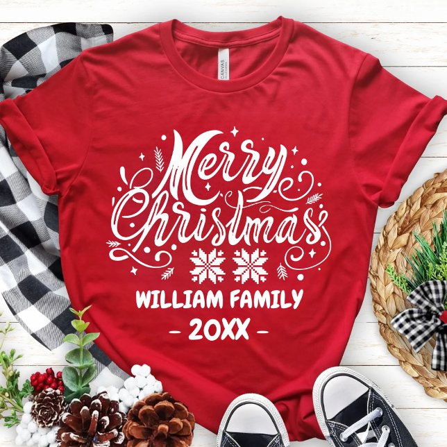 Custom Family Christmas Matching Pajama Xmas Party T-Shirt (Creator Uploaded)