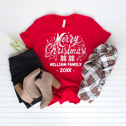 Custom Family Christmas Matching Pajama Xmas Party T_Shirt