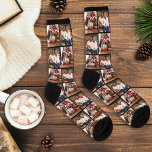 Custom Family Christmas Photo Collage Picture Socks<br><div class="desc">Create your own unique custom-printed holiday socks for your amazing husband - he will love them! This simple and modern design includes a photo collage grid of two favorite Christmas (or other) photos with a black background that coordinates with the sock details. Makes a fun stocking stuffer gift! Photo tip:...</div>
