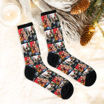 Custom Family Christmas Photo Collage Picture Socks<br><div class="desc">Create your own unique custom-printed holiday socks for your amazing wife - she will love them! This simple and modern design includes a photo collage grid of two favorite Christmas (or other) photos with a black background that coordinates with the sock details. Makes a fun stocking stuffer gift! Photo tip:...</div>