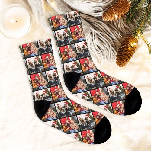 Custom Family Christmas Photo Collage Picture Socks
