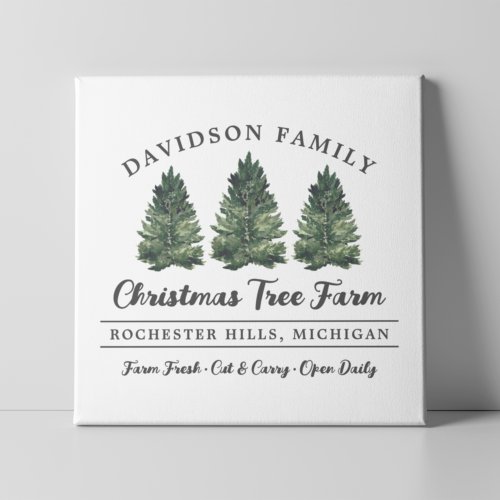 Custom Family Christmas Tree Farm Holiday Canvas Print