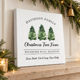Custom Family Christmas Tree Farm Pine Trees Canvas Print