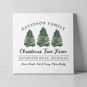 Custom Family Christmas Tree Farm Pine Trees Canvas Print
