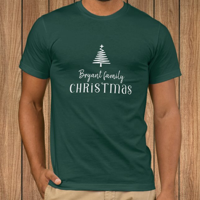 Custom family Christmas tree modern green  T-Shirt (Creator Uploaded)