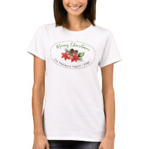 Custom Family Christmas Watercolor Poinsettia