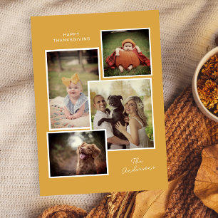 Custom Family Collage Modern Thanksgiving Photo Holiday Card