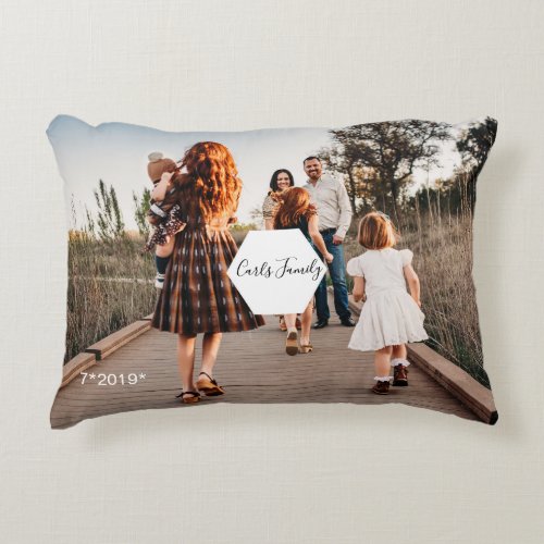 Custom Family Collage Photo Album Monogram Accent Pillow