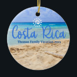 Custom Family Costa Rica Vacation Christmas Ceramic Ornament<br><div class="desc">Cute personalizable Costa Rica Trip souvenir.

Customization:
Change Caption and year to make it unique.</div>