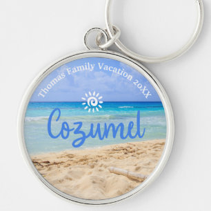 Custom Family Cozumel Beach Vacation Keychain