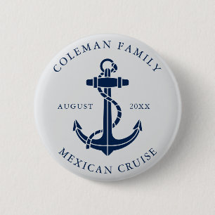 Custom Family Cruise Nautical Boat Anchor Button
