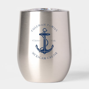 Custom Family Cruise Nautical Boat Anchor Swag Thermal Wine Tumbler