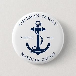 Custom Family Cruise Ship Nautical Anchor Button