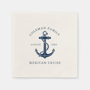 Custom Family Cruise Ship Nautical Anchor Paper Napkins