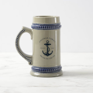 Custom Family Cruise Ship Nautical Anchor Swag Beer Stein