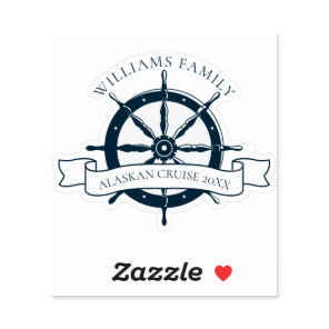 Custom Family Cruise Ship Nautical Wheel Vacation Sticker